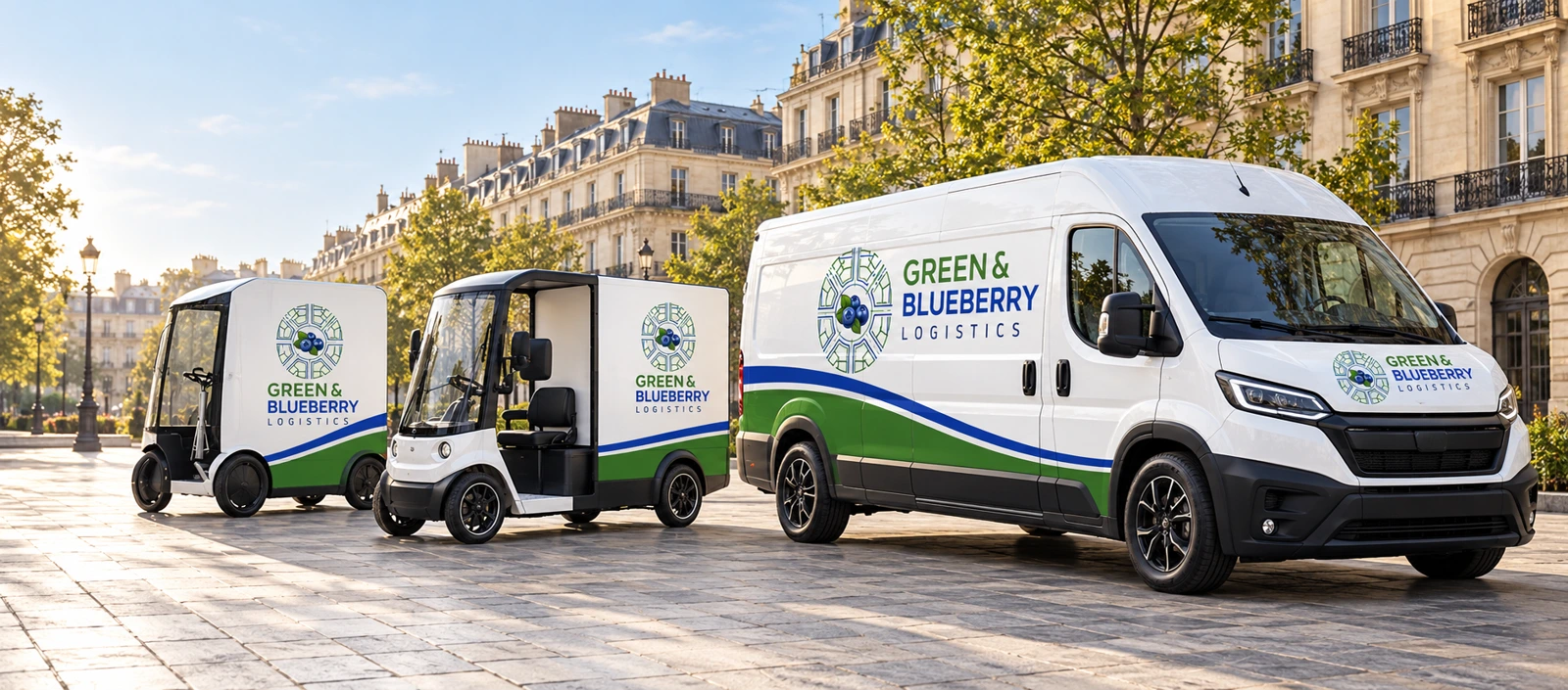 Green & Blueberry vehicle branding concept in Paris